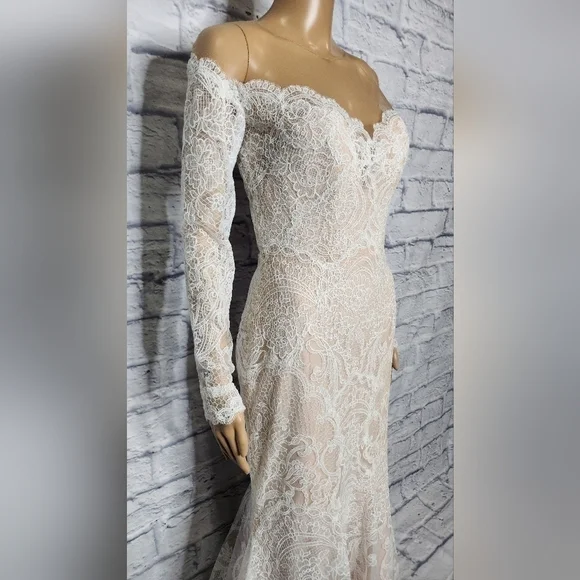 NWT Anthropologie BHLDN Watters Ula Blush lace sheet back wedding gown Sz 2 - Picture 7 of 16